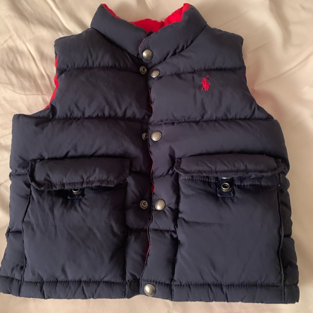 Polo Ralph Lauren Jacket Kids Size 3 Blue Red Vest Down Puffer Reversible